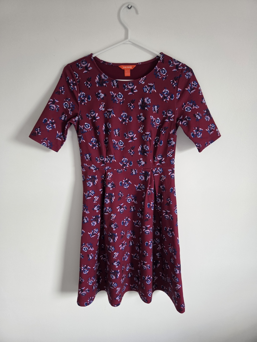 Joe Fresh Burgundy Floral Midi Fit-and-Flare Dress
